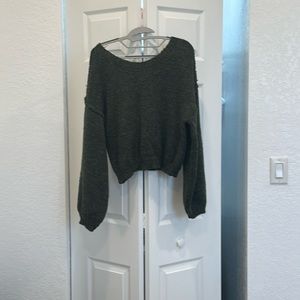 Olive green crop top sweater